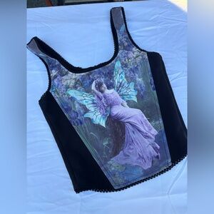 Dolls Kill Widow INK AND FEATHER PORTRAIT Corset Top